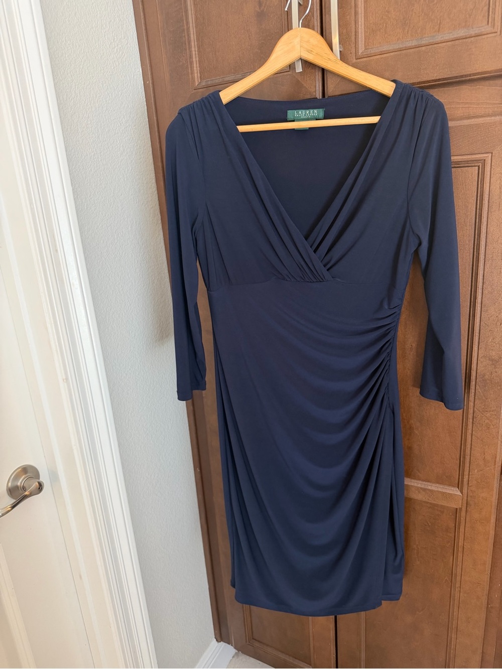 Ralph Lauren Navy Faux-Wrap Jersey Dress